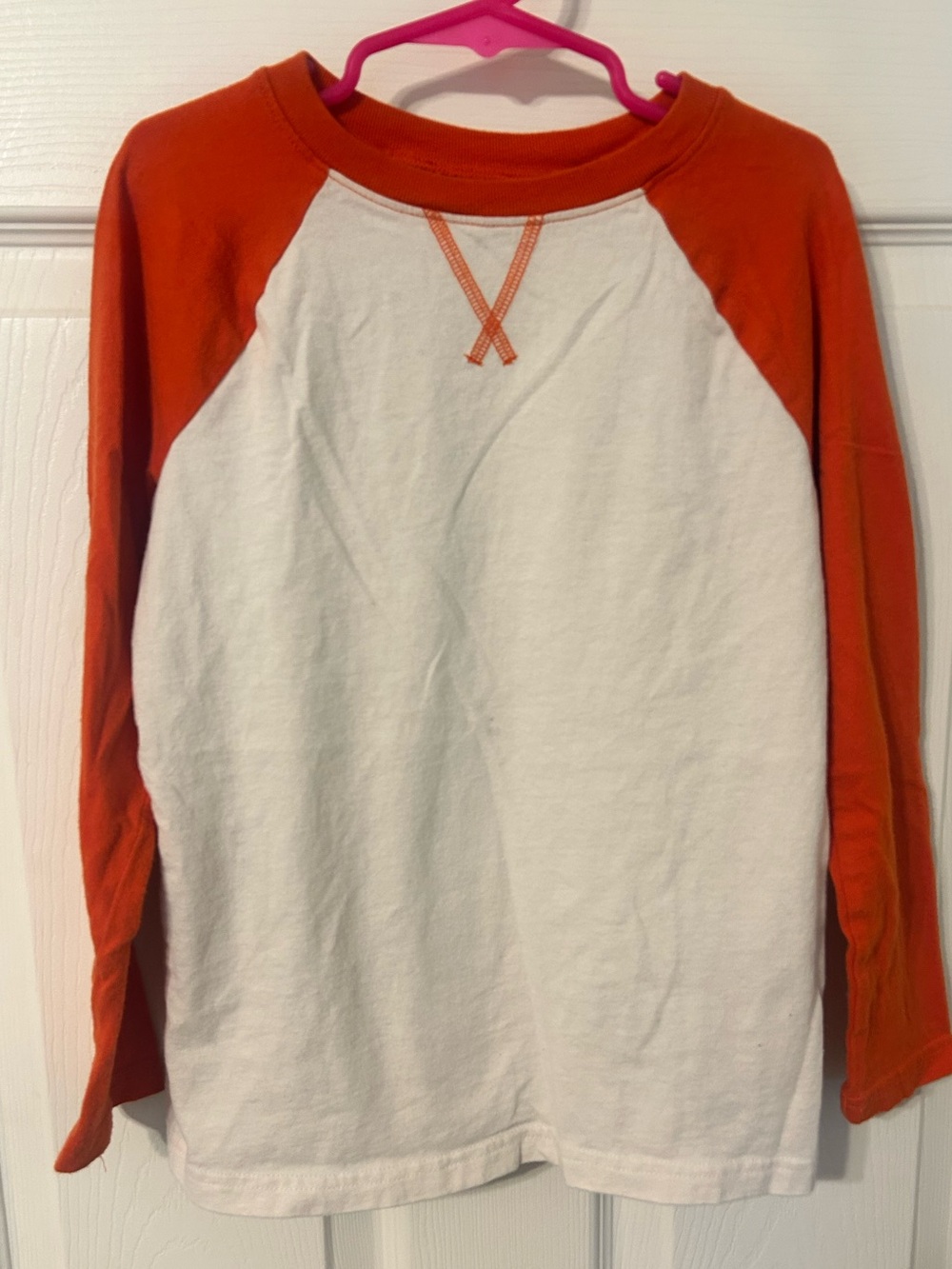 Boys, jumping beans, White and Orange Long Sleeve Tee, Size 7